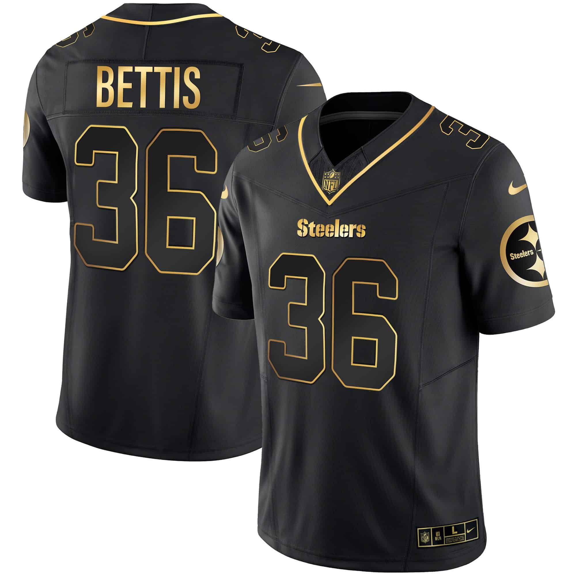 Men Pittsburgh Steelers 36 Bettis Black Gold 2024 Nike Vapor Limited NFL Jersey style 2
